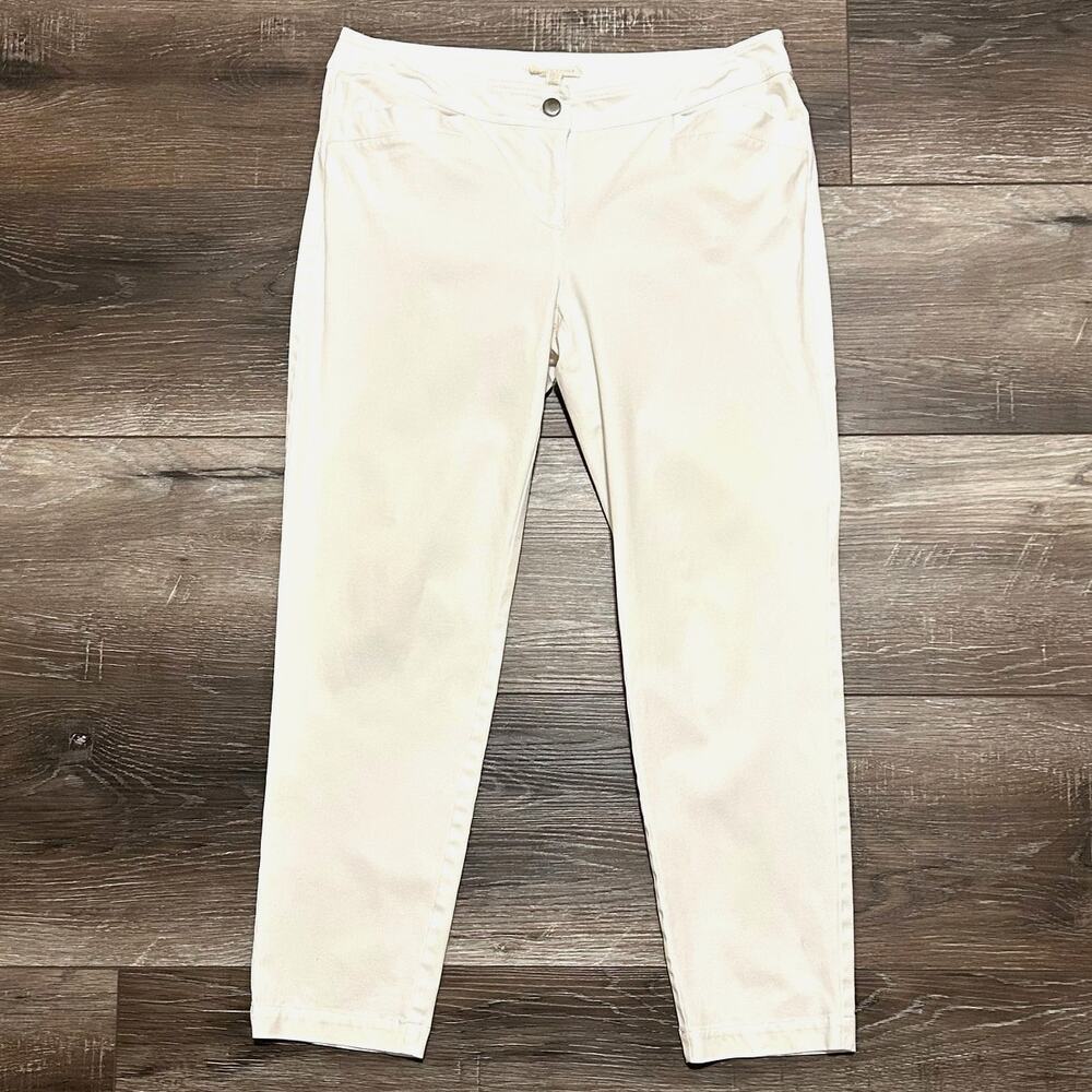 Eileen Fisher White Stretch Ankle Pants Women's Small S Pull On Slim Crop Career